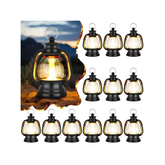 6Pcs Mini Lantern Decorations With LED Candles Table Centerpieces Vintage Lantern Decorations For Western Party Decorations Gold Silver