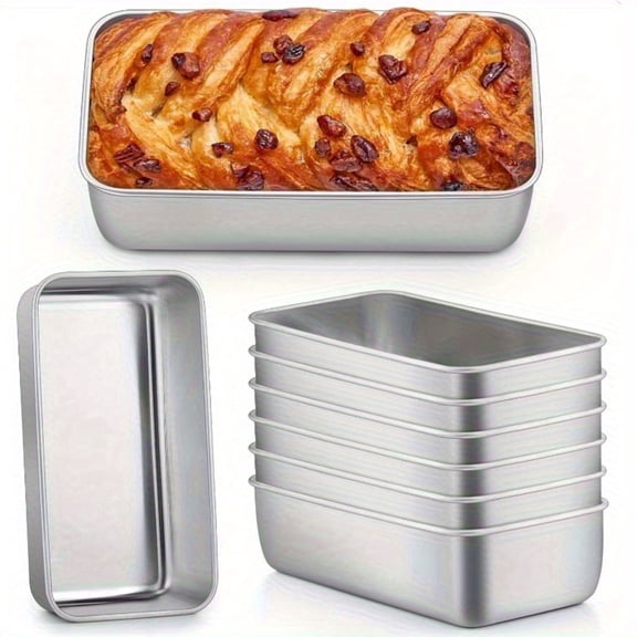 6 Pcs Mini Stainless Steel Loaf Baking Pans, 4.7x2.7x1.2 inch Silver Small Bread Pan for Cake Meatloaf Brownie Homemade Baking