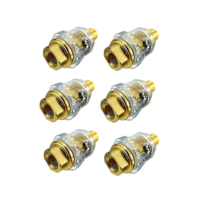 6Pcs Mini Oiler Pneumatic Tool Accessories- 1/4inch NPT Oiler Oil Lubricator for Air Compression Air Tool Oiler -Yellow