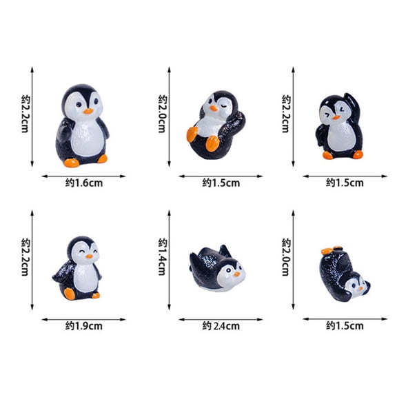 6Pcs Mini Penguin Resin Figurines Set Cute Penguin Animal Ornaments for DIY Crafts Winter Desktop Decor Tiny Penguin Figures for Home Office Party Decoration Resin Decoration Gift