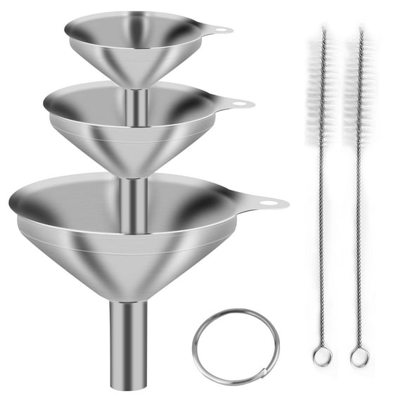 6Pcs Mini Stainless Steel Funnel Set for Kitchen Use, Metal Small Funnels for Filling Small bottles Tiny Kichen Funnel Set of 3 Tiny Bottles Food Oil Blask Liquor Powerder Protein Funnel Dispenser