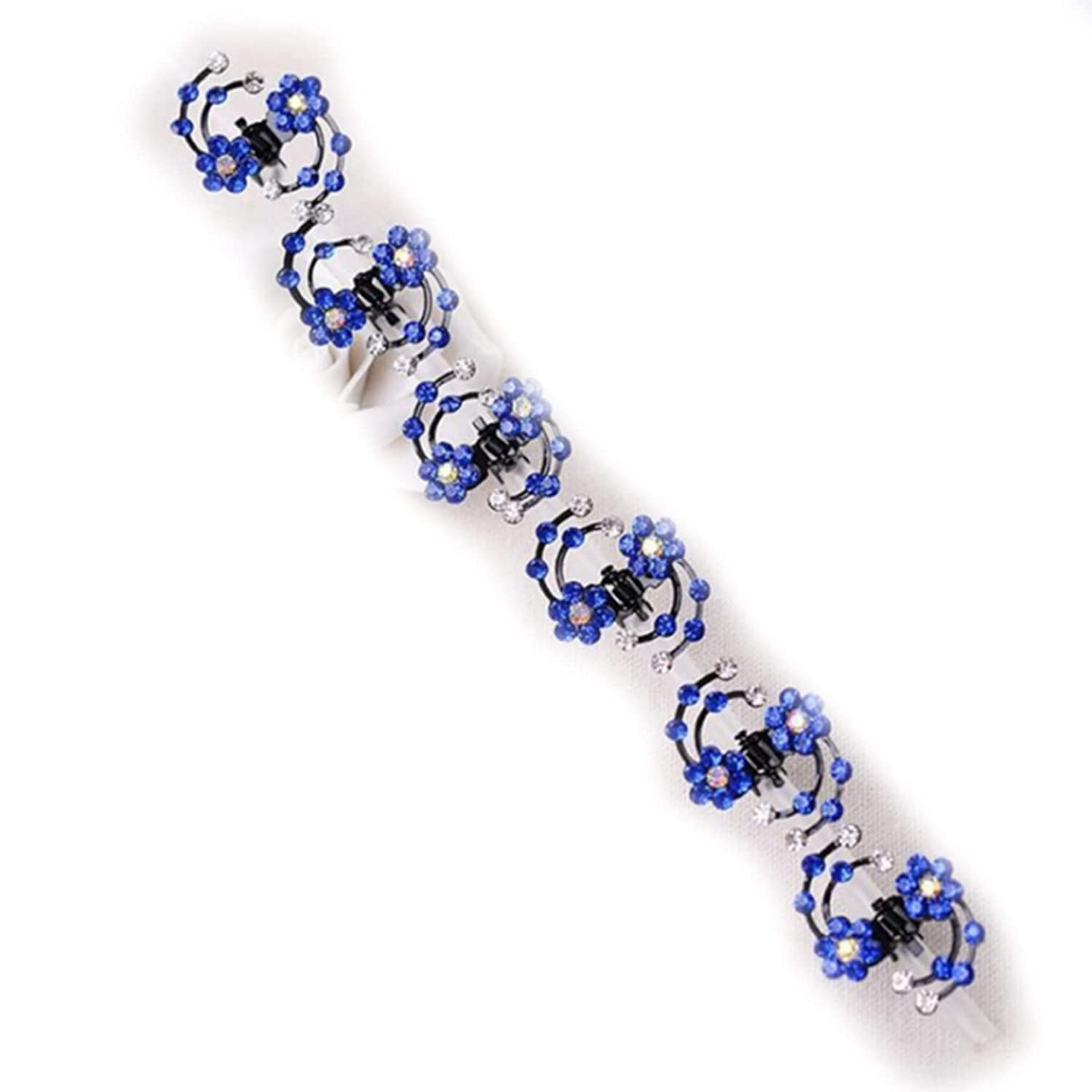6Pcs Mini Tiara Rhinestone Crystal Bridal Flower Hair Claw 