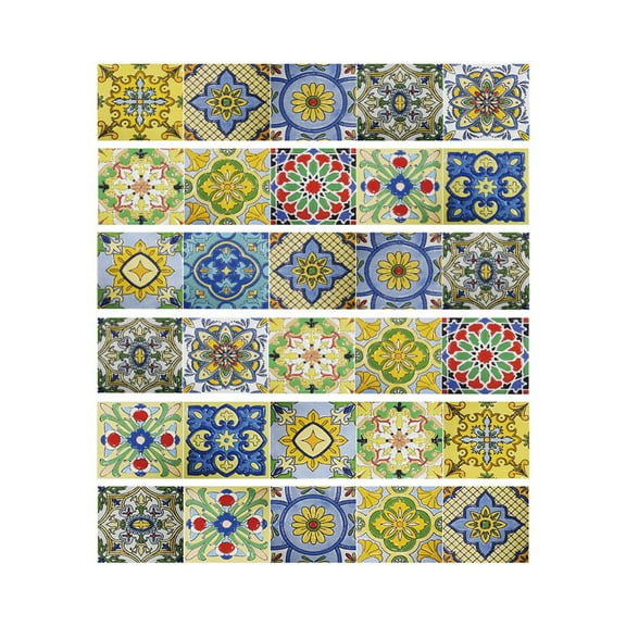 6Pcs Mixed Flower Tile Floor Stair Sticker Waterproof Mural Decals Art Wallpaper