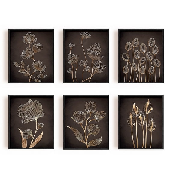 6Pcs Modern Minimalism Unframed Canvas Prints Wall Decor Abstract Flower Artwork Canvas Wall Art Prints Flowers Canvas