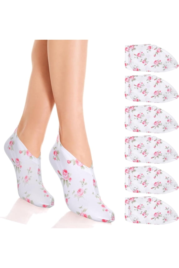 6Pcs Moisturizing Socks Overnight for Dry Cracked Feet, Cotton Sleep Socks Sleep Sock with Floral Print for Women Men, Soft Feet Moisturizer Sock for Softening, Care After Pedicure