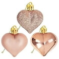 thumbnail image 1 of 6Pcs Multi Finish Heart Shaped Baubles - Glittering Hanging Heart Ornaments for Christmas Tree Decor and Festive Home Holiday Decoration, 1 of 6