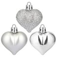 thumbnail image 1 of 6Pcs Multi Finish Heart Shaped Baubles - Glittering Hanging Heart Ornaments for Christmas Tree Decor and Festive Home Holiday Decoration, 1 of 6