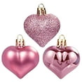 thumbnail image 1 of 6Pcs Multi Finish Heart Shaped Baubles - Glittering Hanging Heart Ornaments for Christmas Tree Decor and Festive Home Holiday Decoration, 1 of 6