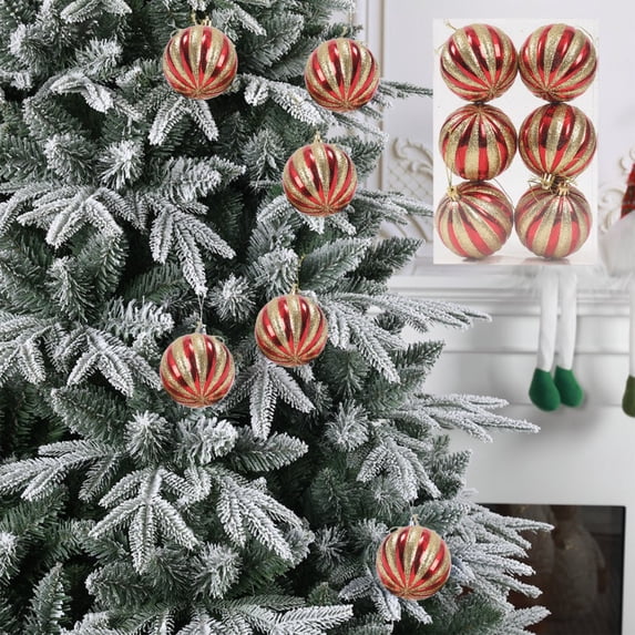 6Pcs Multicolor Christmas Hanging Balls, PVC Shatterproof Ornaments for Christmas Tree, Party Supplies, Indoor Decoration