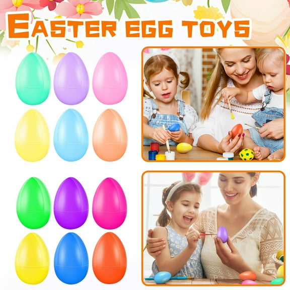 6Pcs Multicolor Fillable Plastic Easter Eggs with Glossy Finish for DIY Craft Projects and Spring Party Favors for Holiday Celebrations