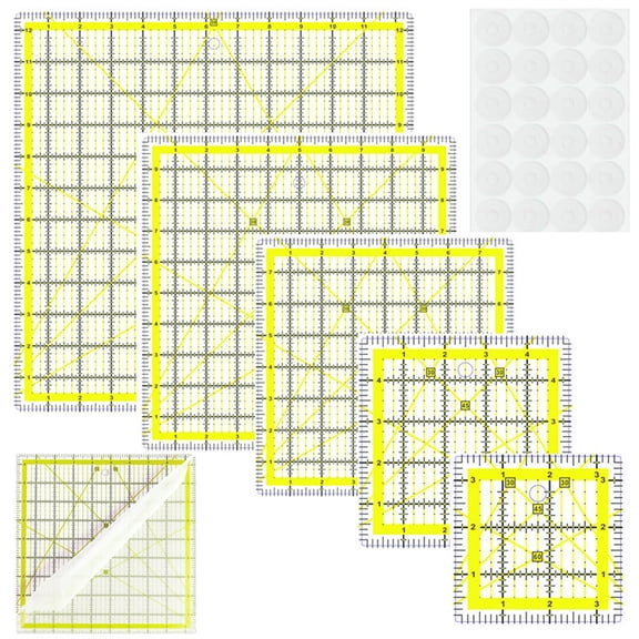 6Pcs Multifunctional Quilting Ruler Templates Clear Acrylic Sewing Patchwork Ruler for Fabric Cutting Stitching Quilting