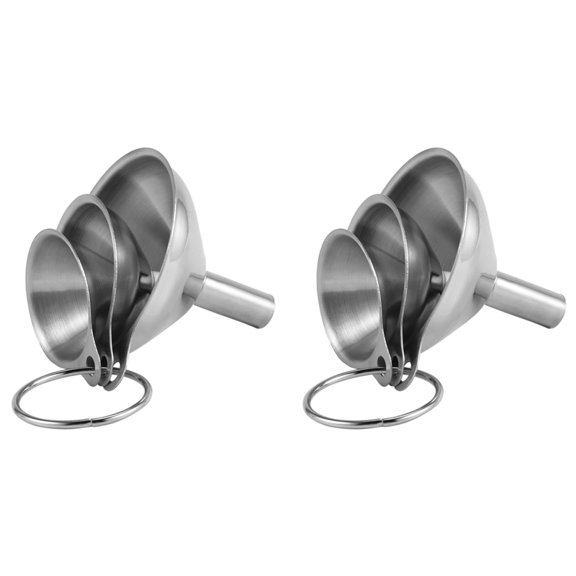 6Pcs Multifunctional Stainless Steel Funnel Essentail Oil Water Spices Wine Flask Filter Funnel for Home Kitchen