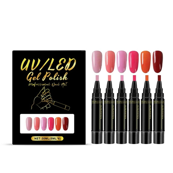 6Pcs Nail Polish Pens Set 6 Colors 3 in 1 5ml One Step DIY Nail Gel Pen for Women Girls Manicure Pedicure Nail Varnish Pens for Home Salon Nail Varnish Pens Nail Pen Nail Gel Pen Nail Art Pen