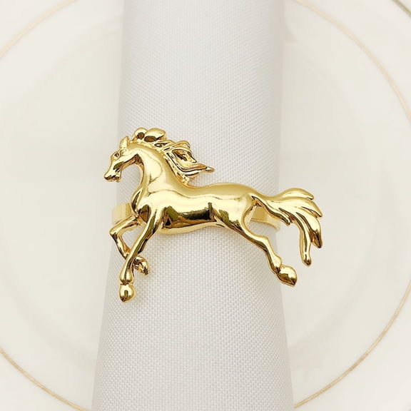6Pcs Napkin Buckle Animal Shape Decorative Alloy Wedding Horse Napkin Ring Decor Accessories Silver Alloy