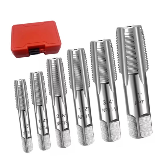 6Pcs National Pipe Tapered Hand Tap Set with Storage Box Carbon Steel Assorted Size Bung Screw Extractors for Repair Thread