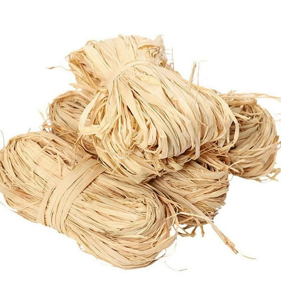 6Pcs Natural Paper Ribbon for Florist Bouquets Decoration Crafts Wrap Ribbon light brown rattan woven grass