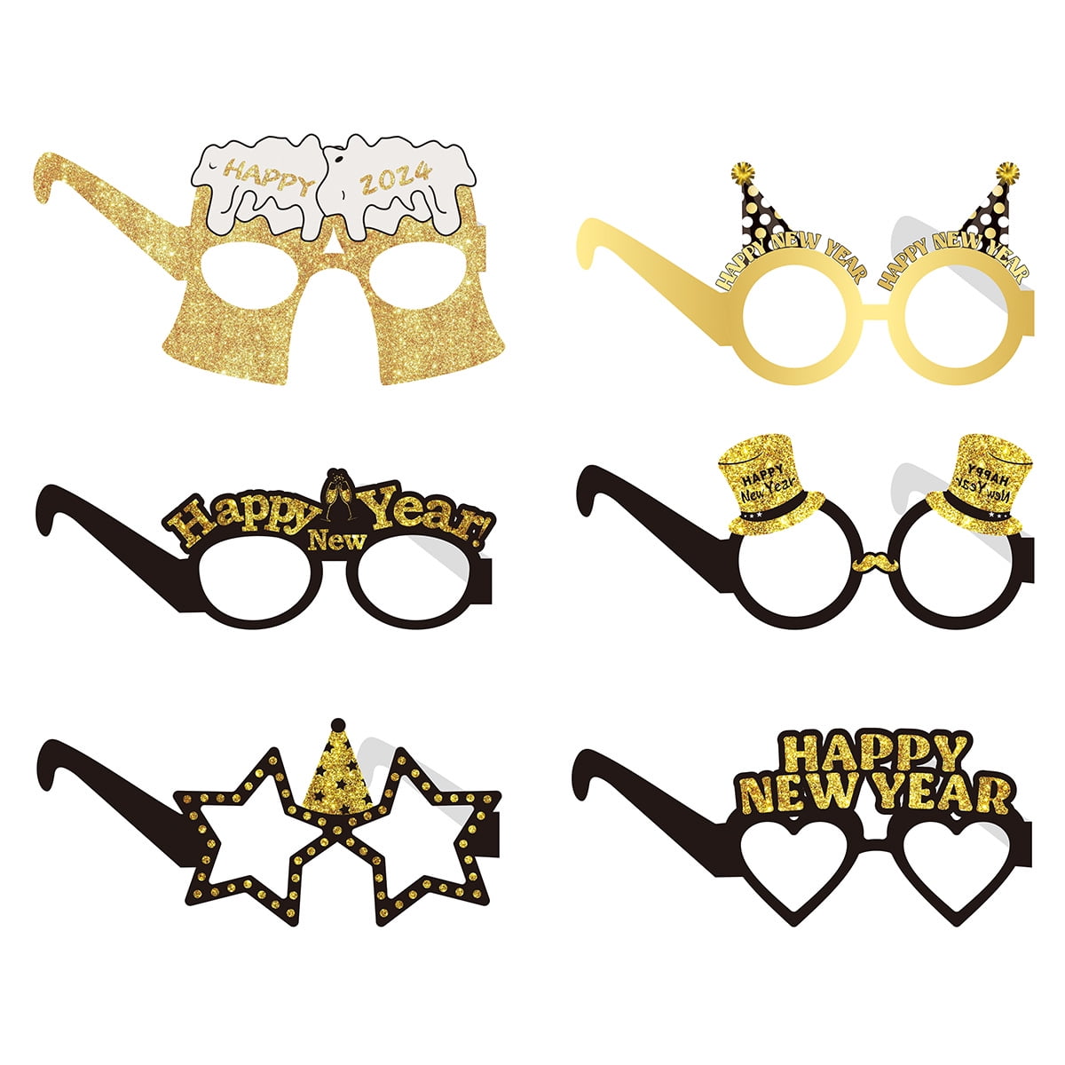 6Pcs New Year Eyeglasses 2024 New Year Glasses Party Favors Happy New