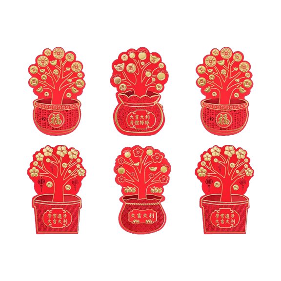 6Pcs New Year Red Envelope Chinese New Year Red Packet Traditional Chinese Luck Money Pocket Hong Bao Spring Festival