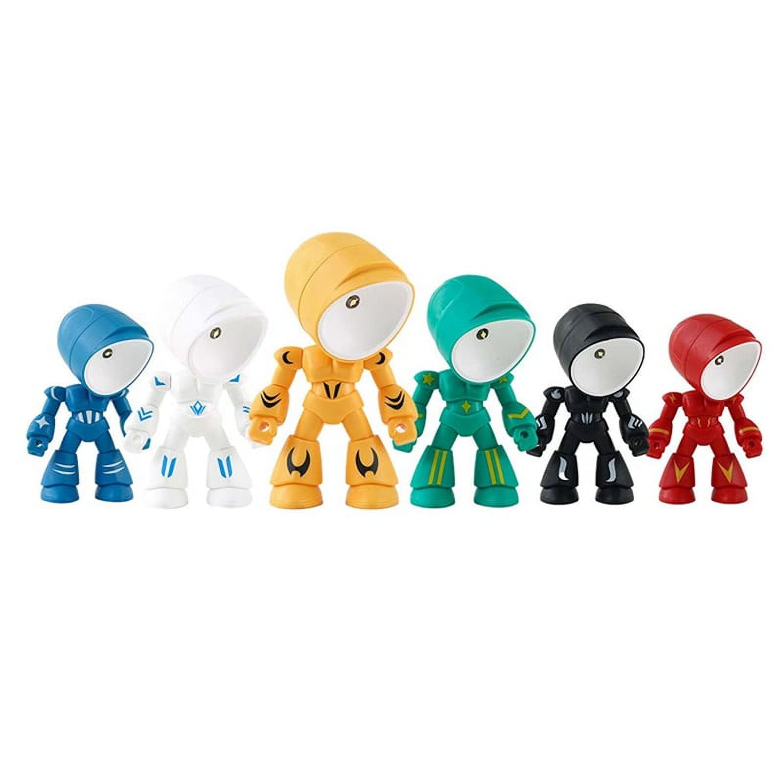 6Pcs Night Light for Kids Mini Robot LED Night Hero Desk Lamp for Boy Bedroom Home Decorations