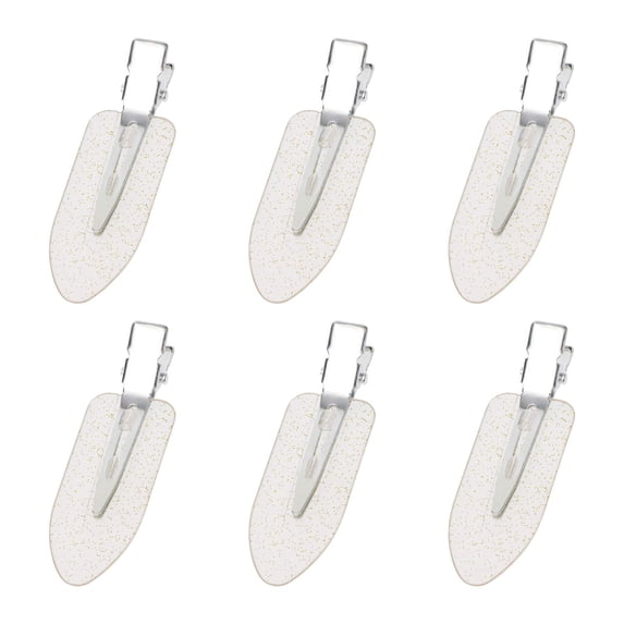 6Pcs No Bend Hair Clip Makeup Pin Curl Clips No Crease Hair Clip for Hairstyle Bangs Waves Styling Hair Salon (Glitter Transparency)