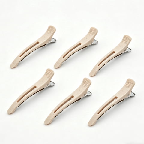 6 Pcs Apricot No-Trace Hair Sectioning Clips, Non-Slip Salon Styling Clips