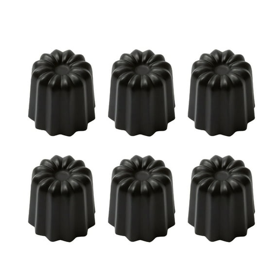 6Pcs Nonstick Cannele Cake Molds Muffin Tray High Temperatures Resistant Baking Tool for Cakes Puddings and Mousses