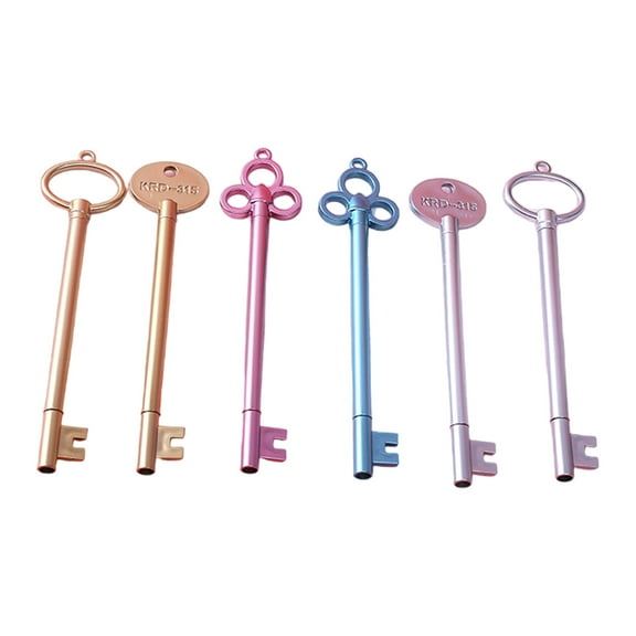 6PCS Key Shaped Gel Pens, Novelty Writing Pens 0.38MM Needle Tip for Student Class Reward Christmas Stocking Fillers