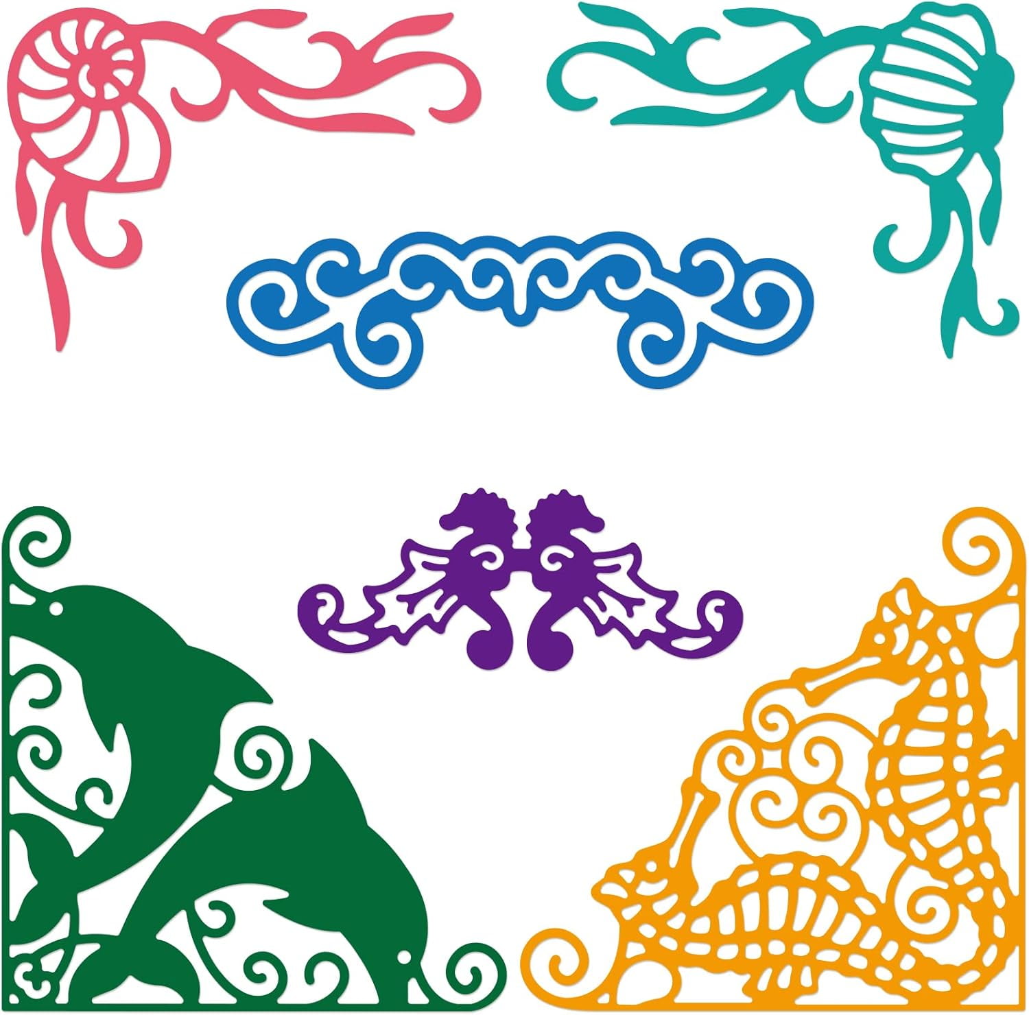 6Pcs Ocean Corners Cutting Dies Metal Marine Lace Border Die Cut ...