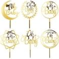 thumbnail image 1 of Party Supplies Gold Acrylic Baby Shower Baby Girl Boy Birthday Cake Topper, by OANM studio, 1 of 6