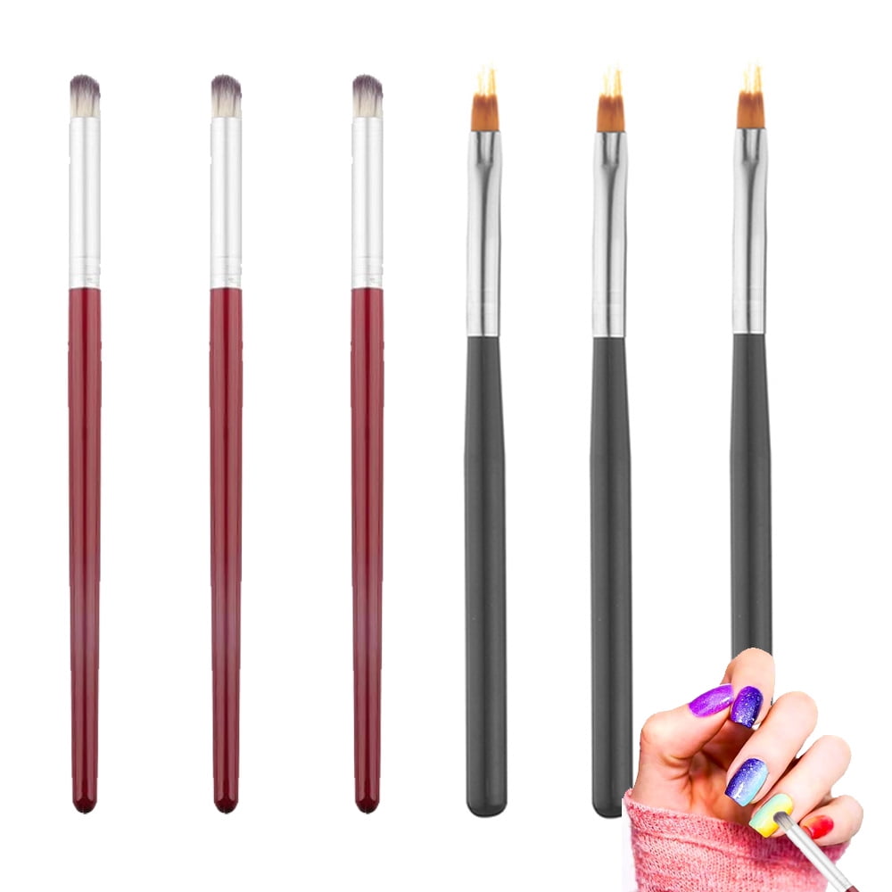 6Pcs Ombre Nail Brush Set, Gel Nail Art Smudge Pens for Manicure DIY & Salon Tools