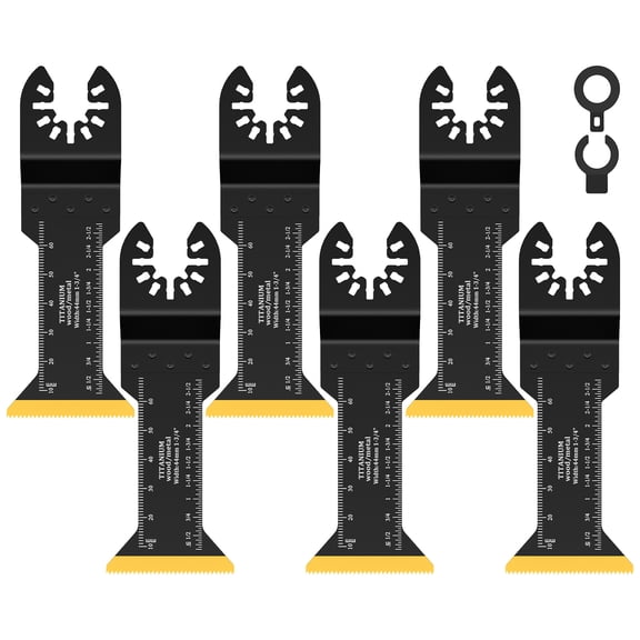 6Pcs Oscillating Multitool Blade High Hardness Extra Long 68 mm Titanium Bi Metal Saw Blade Oscillating Tool Blade for Wood Metal Aluminum Sheet