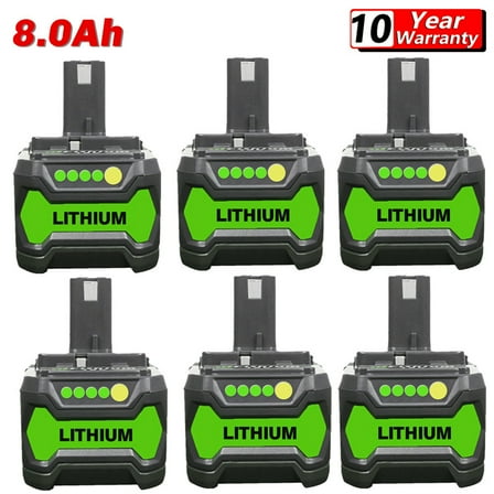 6Pcs P108 18V 8.0Ah For Ryobi ONE Plus Battery Replacement P104 P122 cordless power tool Batteries Us