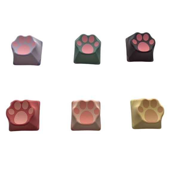 6Pcs PBT Dye Sublimations Keycaps With Cats Paws For Customs Mechanical Keyboard