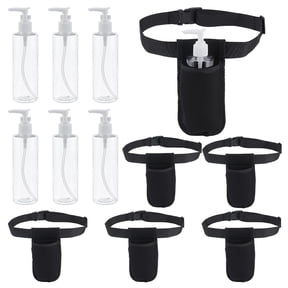 6Pcs PET Plastic Empty Refillable Airless Pump Bottle with 6Pcs Adjustable Polyester with Nylon Massage Oil Lotion Bottle Waist Bags Clear