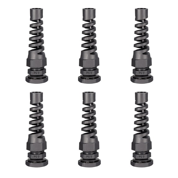 6Pcs PG9 Cable Gland Waterproof Joint with Strain Relief for 4-8mm Dia Wire