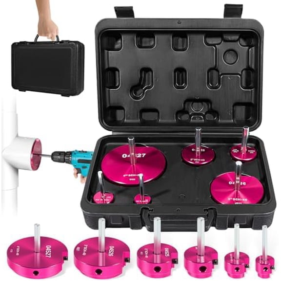 6Pcs PVC Pipe Reamer Kit, Aluminum Alloy & Stainless Steel, Fits 1/2" Drills, 3/4", 1", 1 1/4", 1 1/2", 2", 3", 4" Sizes, Reusable PVC, ABS, CPVC Fittings$$Tools & Hardware Other