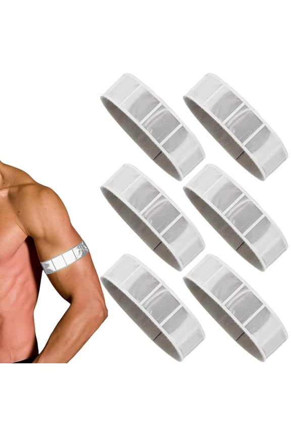 6Pcs PVC Reflective Bands Wristbands for Cycling Running White 380x30x1.5~3.5mm