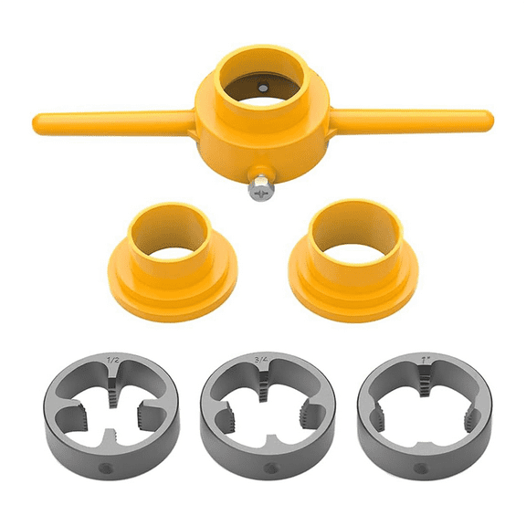 6Pcs PVC Thread Maker Tool Pipe Threader Plumbing Tool Kit Pipe Round Die Set with 3 Dies 1/In,3/4in and 1in NPT Die Set