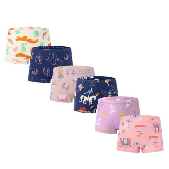 6Pcs/Pack Girls Boxer Boyshort Panties Kid Girl Cute Cartoon Print Underwear Toddler Cotton Underpants Shorts