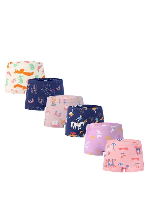 6Pcs/Pack Girls Boxer Boyshort Panties Kid Girl Cute Cartoon Print Underwear Toddler Cotton Underpants Shorts