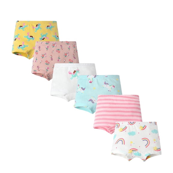 6Pcs/Pack Little Girls Boxer Briefs Panties Kid Girl Cute Cartoon Print Underwear Toddler Cartoon Underpants Shorts