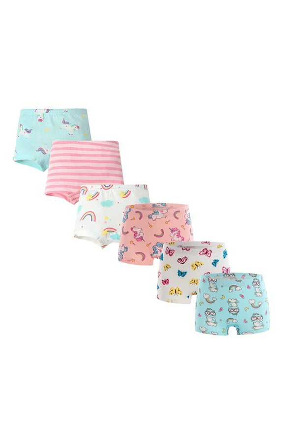 6Pcs/Pack Little Girls Boxer Panties Kid Girl Cute Cartoon Print Underwear Toddler Cotton Underpants Shorts