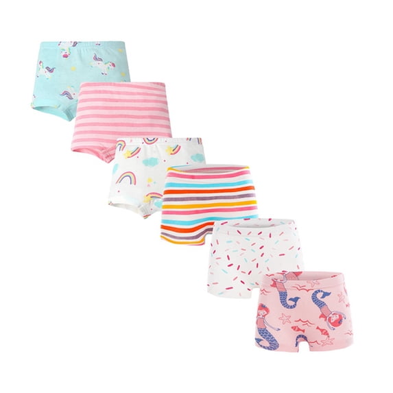6Pcs/Pack Little Girls Boxer Panties Kid Girl Cute Cartoon Print Underwear Toddler Cotton Underpants Shorts