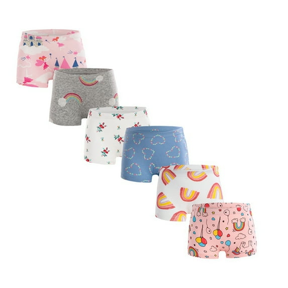 6Pcs/Pack Little Girls Boxer Panties Kid Girl Cute Cartoon Print Underwear Toddler Cotton Underpants Shorts