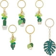 thumbnail image 1 of 6Pcs Palm Leaf Key Chain Cactus Keychains Bulk 6 Styles Summer Tropical Green Plant Monstera Leaves Alloy Enamel Hanging Pendant Keychain for Keychain Purse Bag Party Favors DIY Decoration Colorful, 1 of 9