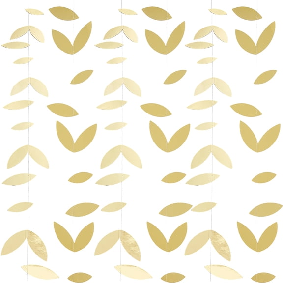 6Pcs Paper Garlands for Party Decoration Leaf Hanging Ribbon Banner Gold 2000x100x0.2mm