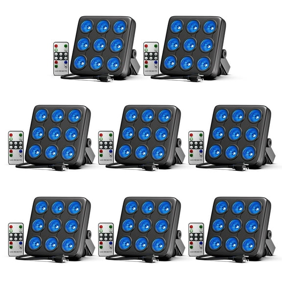 6-Pack Par Lights,RGBW 9PCS LEDs Square DJ Light Stage Effect Lighting with Remote Controller 8CH DMX512 for Party KTV