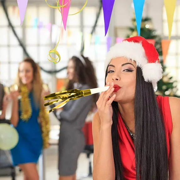 6Pcs Party Horns Noise Makers Glitter Metallic Fringed for New Year Birthday Carnival Halloween Celebration Decorations 6PCS