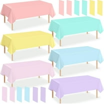 6Pcs Pastel Tablecloths, Rainbow Mix Color Plastic Tablecloth Disposable Rectangle Table Covers for Baby Shower,Bridal,Wedding, Easter,Birthday and Ice Cream Party Decoration, 54 x 108 Inch
