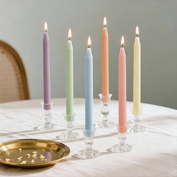 6Pcs Pastel Taper Candles,10 Inch Pastel Candle Sticks, Dripless Unscented Colored Candlesticks,Colorful Candle Set for Birthday,Wedding,Garden Party Decor,Home Dining Table,Elegant French
